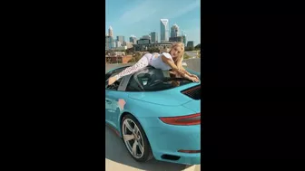 Yoga workout on a convertible Porsche - AMAZING!!