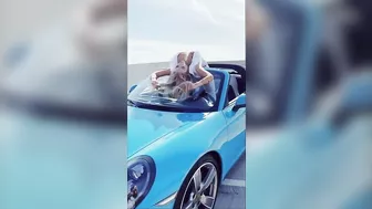 Yoga workout on a convertible Porsche - AMAZING!!