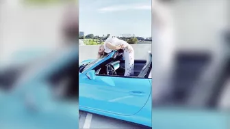 Yoga workout on a convertible Porsche - AMAZING!!