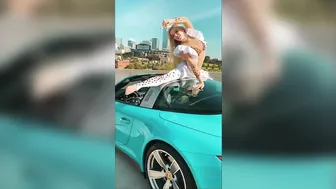 Yoga workout on a convertible Porsche - AMAZING!!