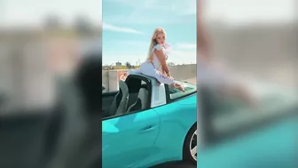 Yoga workout on a convertible Porsche - AMAZING!!