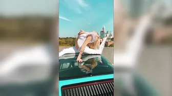 Yoga workout on a convertible Porsche - AMAZING!!