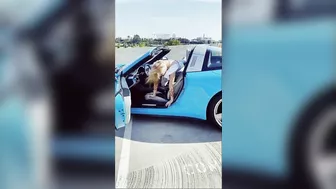 Yoga workout on a convertible Porsche - AMAZING!!