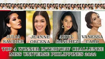 TOP 4 WINNERS INTERVIEW CHALLENGE MISS UNIVERSE PHILIPPINES 2022 | BeauCon PH