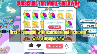 Mythical Atlantis Dragon Claw Giveaway -Weapon Fighting Simulator Roblox