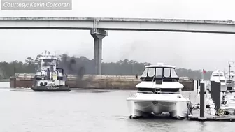 Caught on Camera: Runaway barge has close encounter with Orange Beach toll bridge