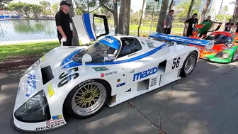 Mazda 4 rotor GT cars starting up at Long Beach GP, braping on pre grid