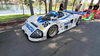 Mazda 4 rotor GT cars starting up at Long Beach GP, braping on pre grid