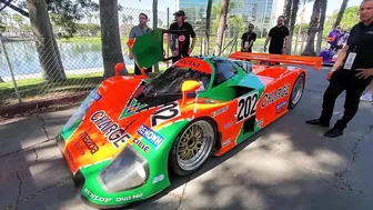 Mazda 4 rotor GT cars starting up at Long Beach GP, braping on pre grid