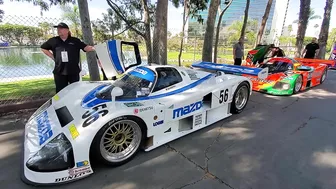 Mazda 4 rotor GT cars starting up at Long Beach GP, braping on pre grid