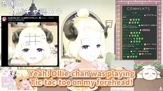 Viewer starts playing Tic-tac-toe on Watame's forehead during the stream [Hololive/Eng sub]