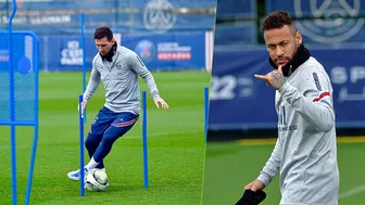 Neymar, Messi & Mbappe CHALLENGE in PSG Training