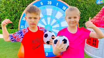 Diana and Roma play outdoor games with their mom and help mom cook food