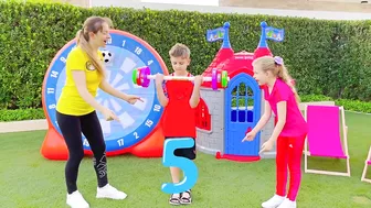 Diana and Roma play outdoor games with their mom and help mom cook food