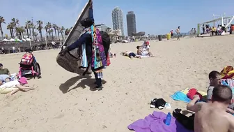 Beach Walk 4K - Barcelona Spain - Barceloneata Beach - April 2022