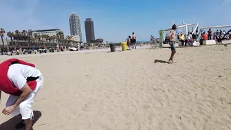 Beach Walk 4K - Barcelona Spain - Barceloneata Beach - April 2022