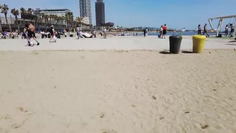 Beach Walk 4K - Barcelona Spain - Barceloneata Beach - April 2022