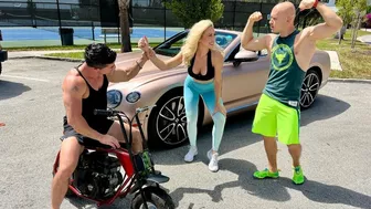 Funny pickup masters fight for attention of a hot blonde