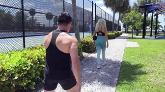 Funny pickup masters fight for attention of a hot blonde