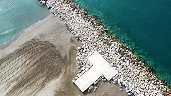 Drone View Malaga City Beach Costa del sol april 2022