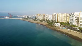 Drone View Malaga City Beach Costa del sol april 2022