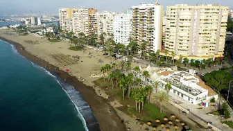 Drone View Malaga City Beach Costa del sol april 2022