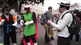 SAX GUY surprises COSPLAYERS with their ANIME SONGS