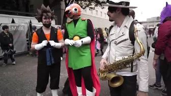 SAX GUY surprises COSPLAYERS with their ANIME SONGS