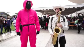 SAX GUY surprises COSPLAYERS with their ANIME SONGS