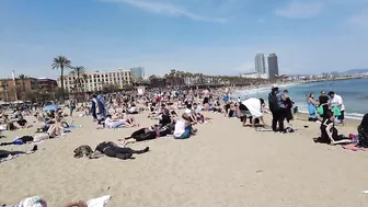 Beach ???? Walk - Spain - Barcelona Beach - April 2022 - 4K Ultra HD