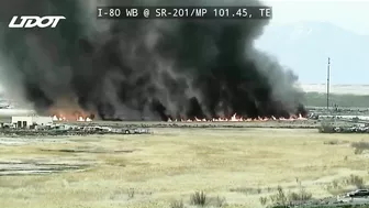 Video compilation: Wildfire burns 75-100 acres near I-80 and Great Salt Lake