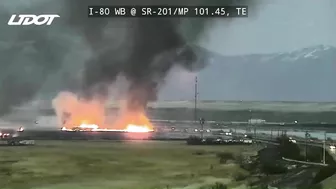 Video compilation: Wildfire burns 75-100 acres near I-80 and Great Salt Lake