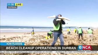 Beach clean-up operations in Durban