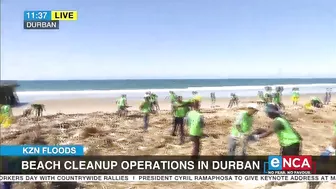 Beach clean-up operations in Durban