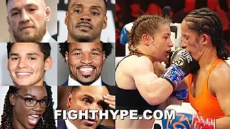 CELEBRITIES REACT TO KATIE TAYLOR BEATING AMANDA SERRANO: MCGREGOR, SPENCE, DE LA HOYA, GARCIA, MORE