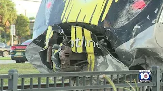 Driver hospitalized following crash involving Brightline train in Pompano Beach