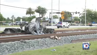 Driver hospitalized following crash involving Brightline train in Pompano Beach