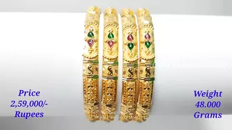 Fancy Gold Enamel Bangle Designs | Gold Bangle Models | Gold Lakshmi Balaji