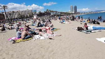 Beach Walk Spain - Barcelona Beach, Barceloneta - 2022 - 4K