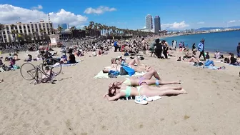 Beach Walk Spain - Barcelona Beach, Barceloneta - 2022 - 4K