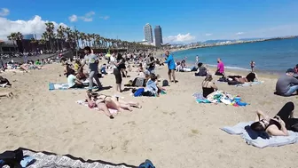 Beach Walk Spain - Barcelona Beach, Barceloneta - 2022 - 4K