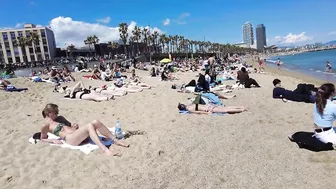 Beach Walk Spain - Barcelona Beach, Barceloneta - 2022 - 4K