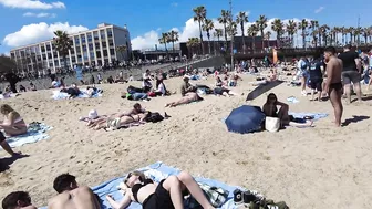 Beach Walk Spain - Barcelona Beach, Barceloneta - 2022 - 4K