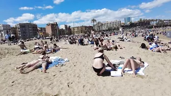 Beach Walk Spain - Barcelona Beach, Barceloneta - 2022 - 4K