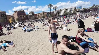 Beach Walk Spain - Barcelona Beach, Barceloneta - 2022 - 4K