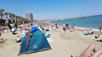 4K Beach Walk - Barcelona Spain - Barceloneata Beach - 2022