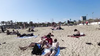 4K Beach walk Spain - Barcelona - Bogatell Beach - 2022