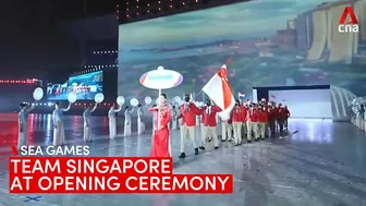 Team Singapore makes its entrance at the 31st SEA Games opening ceremony in Hanoi