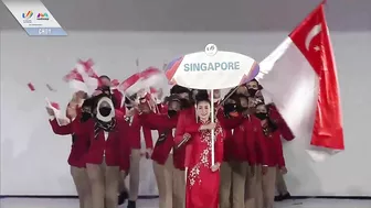 Team Singapore makes its entrance at the 31st SEA Games opening ceremony in Hanoi