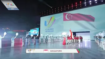 Team Singapore makes its entrance at the 31st SEA Games opening ceremony in Hanoi